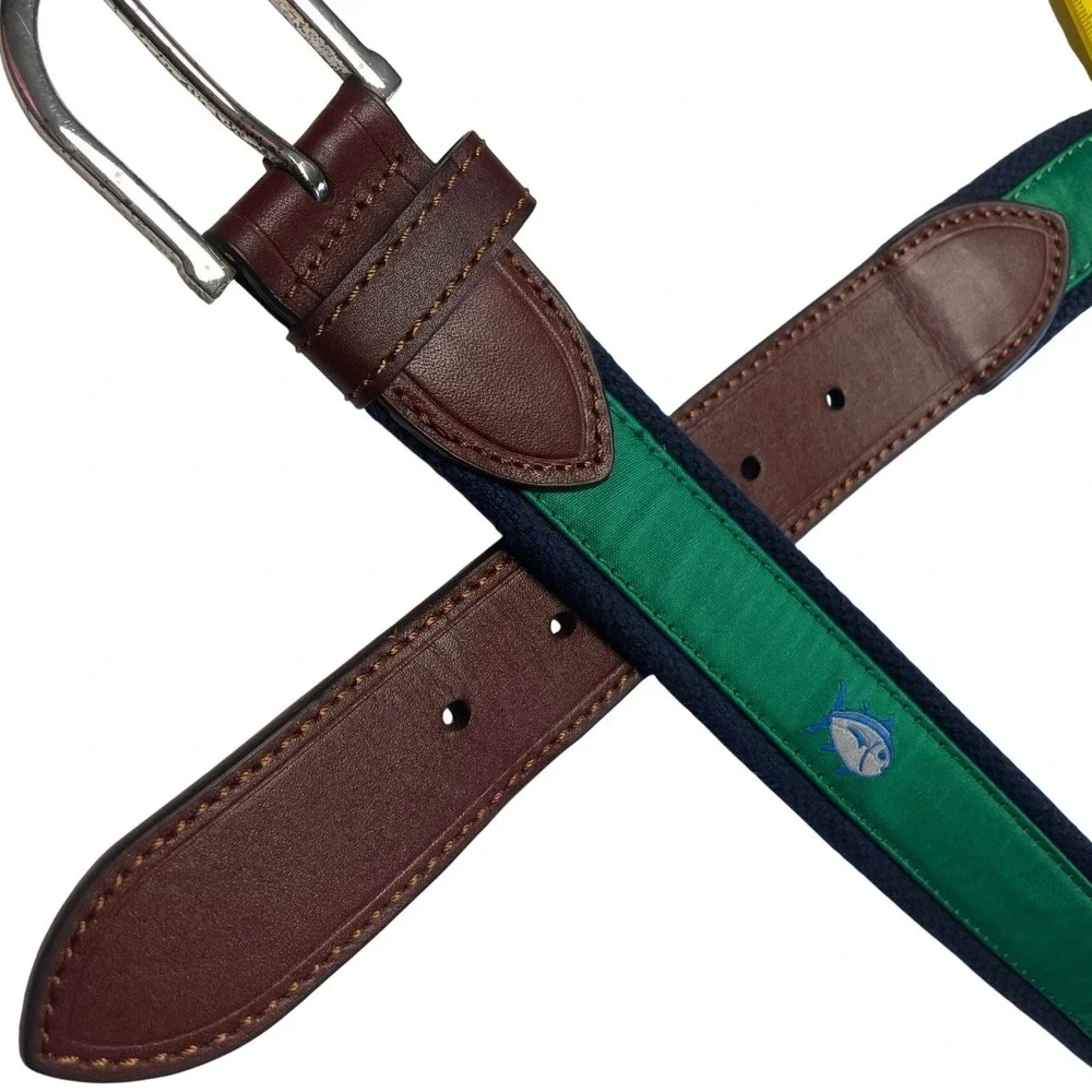 Southern Tide Green Skipjack Ribbon Belt Men's 38